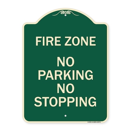 Signmission Fire Zone No Parking No Stopping Heavy-Gauge Aluminum Architectural Sign, 24" x 18", G-1824-23971 A-DES-G-1824-23971